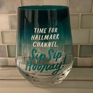 Hallmark Teal Sip Sip Hooray Wine Glass 🍷 15oz NWOT